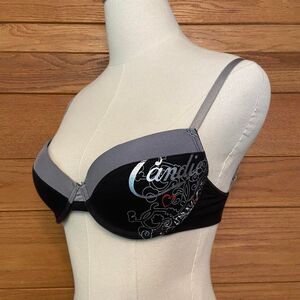 Candie's Y2K black and silver logo demi bra